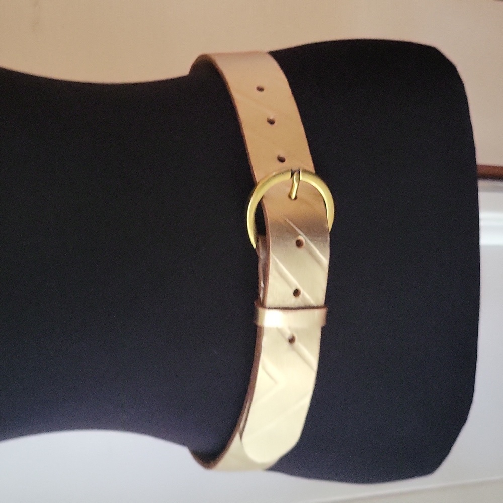 Unique Y2K Gold color Fossil leather belt sz S